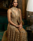 Antique Gold High-Low Sharara Set Details