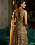 Antique Gold High-Low Sharara Set Back