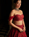 Red Off-Shoulder Lehenga Set