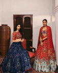 Sitara Red & Blue Lehenga Set