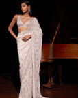 Nude Crystal Georgette Saree