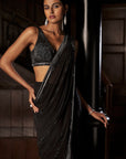 Black Draped Georgette Saree