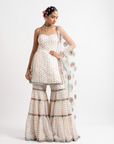 White Multi Tier Multi Color Sharara Set - Ready to Ship
