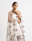 White Multi Tier Multi Color Sharara Set - Ready to Ship