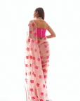 Dusty Rose Applique Organza Saree Set