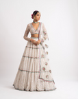 White Multi Tier Multi Color Lehenga Set