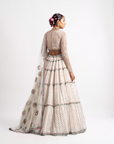 White Multi Tier Multi Color Lehenga Set