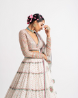 White Multi Tier Multi Color Lehenga Set