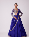 Persian Blue Hand Embroidered Lehenga Set
