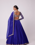 Persian Blue Hand Embroidered Lehenga Set