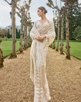 Nude Cream Stripe Saree 2