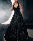 Black Sequins and Cutdana Work Gown