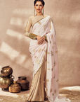 Beige And Pink Traveler's Palm Saree