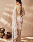 Beige And Pink Traveler's Palm Saree