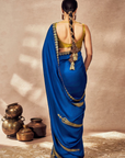 Blue Potters Touch Saree