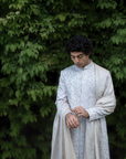 Lilac Grey Rose Sherwani Set