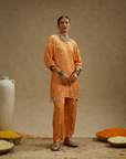Orange Embellished Tunic Set