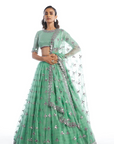 Dull Mint Knife Pleated Lehenga Set - Ready to Ship