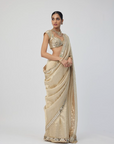 Golden Shimmer Organza Saree Set - Ready to Ship