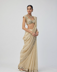 Golden Shimmer Organza Saree Set - Ready to Ship