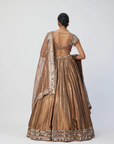 Copper Shimmer Organza Linear Lehenga Set