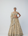 Golden Shimmer Organza Flower Lehenga Set - Ready to Ship