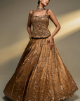 Copper Gold Corset Lehenga Set
