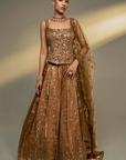 Copper Gold Corset Lehenga Set