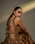 Copper Gold Corset Lehenga Set