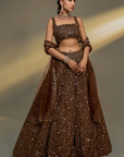 Copper Gold Corset Lehenga Set