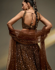 Copper Gold Corset Lehenga Set