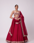 Crimson Red Mirror Embroidered Lehenga Set - Ready to Ship