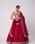 Crimson Red Mirror Embroidered Lehenga Set - Ready to Ship