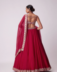 Crimson Red Mirror Embroidered Lehenga Set - Ready to Ship