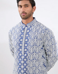 Blue Silk Embroidered Kurta Set - Ready to Ship