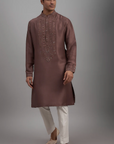 Dusty Pink Silk Embroidered Kurta Set - Ready to Ship
