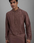 Dusty Pink Silk Embroidered Kurta Set - Ready to Ship
