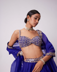 Persian Blue Hand Embroidered Lehenga Set