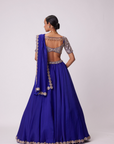 Persian Blue Hand Embroidered Lehenga Set