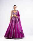 Pop Wine Mirror Seam Lehenga Set