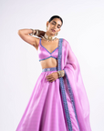 Mauve Satin Organza Lehenga Set