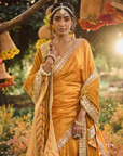 Mustard Organza Silk Saree With Embellished Blouse - Ready to Ship