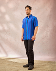 Blue Palm Stripes Shirt
