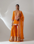Orange Sharara Set with Hand Embroidery