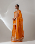 Orange Sharara Set with Hand Embroidery
