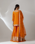 Orange Sharara Set with Hand Embroidery