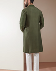 Olive Green Silk Dori Embroidered Kurta Set - Ready to Ship