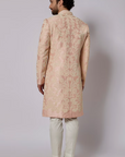 Pink Raw Silk Embroidered Sherwani Set - Ready to Ship