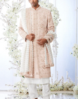 Rose Gold Embroidered Sherwani Set - Ready To Ship