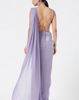 Mauve Wrinkled Lurex Pre-Draped Saree - Ready to Ship